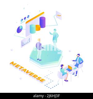 Meta verse vector virtual business work place Stock Vector