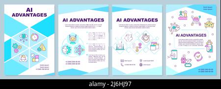 Artificial intelligence advantages brochure template Stock Vector