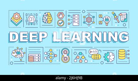 Deep learning word concepts blue banner Stock Vector