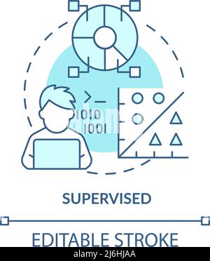 Supervised turquoise concept icon Stock Vector