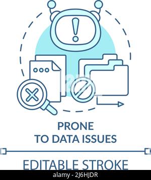 Prone to data issues turquoise concept icon Stock Vector
