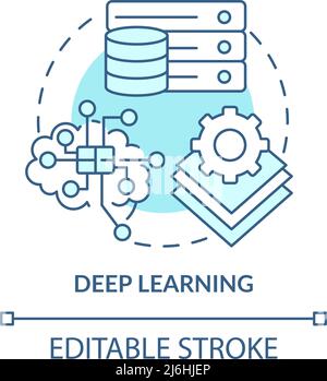 Deep learning turquoise concept icon Stock Vector