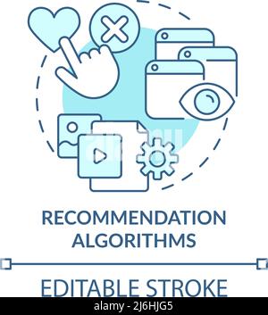 Recommendation algorithms turquoise concept icon Stock Vector