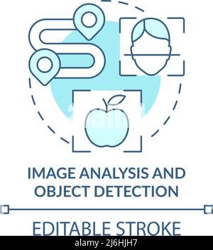 Image analysis and object detection turquoise concept icon Stock Vector