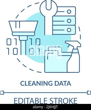 Cleaning data turquoise concept icon Stock Vector