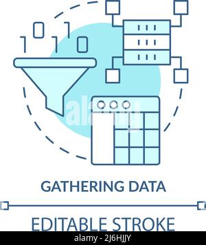 Gathering data turquoise concept icon Stock Vector