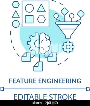 Feature engineering turquoise concept icon Stock Vector