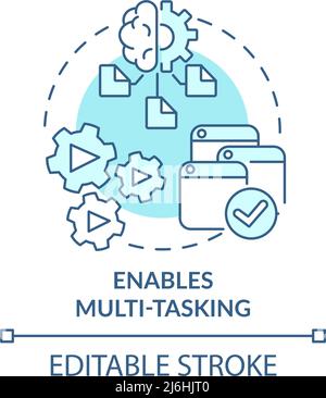 Enables multi tasking turquoise concept icon Stock Vector