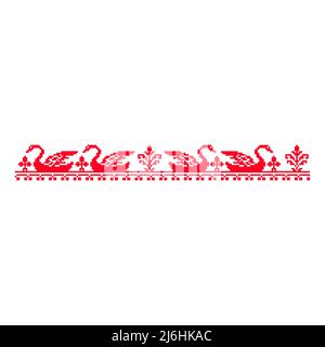 Pixelized pattern Vyshyvanka Traditional Ethnic Ukrainian Seamless Pattern slavic ornament Stock Vector