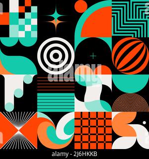 Digital collage graphics pattern made with vector abstract forms and generative geometric shapes, useful for web background, poster art design, magazi Stock Vector