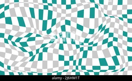Chess wavy board optical visual illusion, checkerboard banner template ...