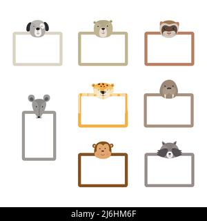 Set of vector frames with animals. Children photo frame animal Stock Vector