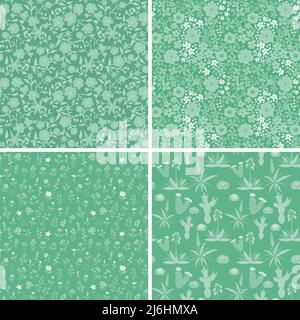 Set of decorative seamless floral patterns Stock Vector