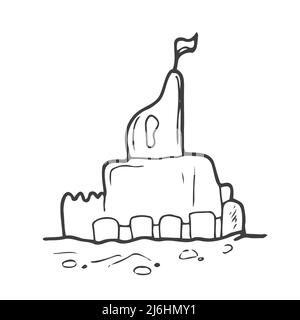 Doodle image of a sand castle. Hand-drawn image for print, sticker, web, various designs. Stock Vector