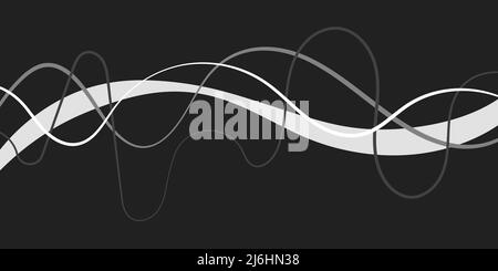 Abstract black and white line. Wavy curves stripe. Vector abstract standing background with waves Stock Vector