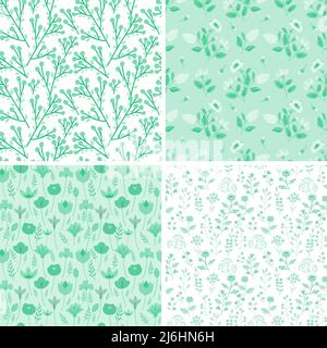 Seamless decorative vector floral patterns set Stock Vector