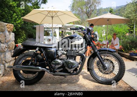 Motorcycle Triumph Bonneville T100 Bobber Stock Photo