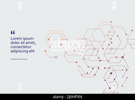 Scientific network diagram, connecting lines and dots on a simple background. Stock Vector