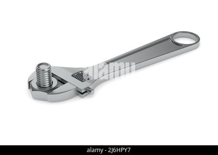 Wrench with bolt and nut on white background. 3d rendering Stock Photo ...