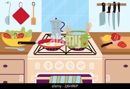 saucepan hot stove preparation cooking vector illustration Stock Vector  Image & Art - Alamy