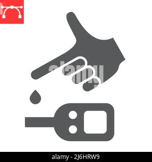 Glucometer glyph icon, diabetic and monitor, blood glucose meter vector icon, vector graphics, editable stroke solid sign, eps 10. Stock Vector