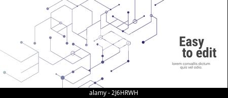 Vector connect lines and dots. Banner template for technology. Stock Vector