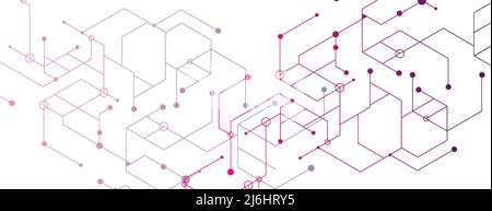 Vector connect lines and dots. Banner template for technology. Stock Vector