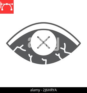 Diabetic eye glyph icon, eyeball and disease, diabetic retinopathy vector icon, vector graphics, editable stroke solid sign, eps 10. Stock Vector