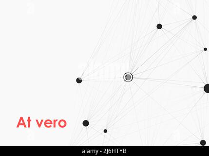 Vector abstract molecule of black color with large and small dots on white background Stock Vector