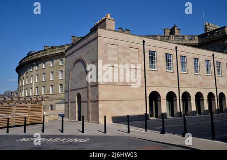 Buxton Crescent in the Derbyshire town of Buxton, an example of Georgian architecture Stock Photo