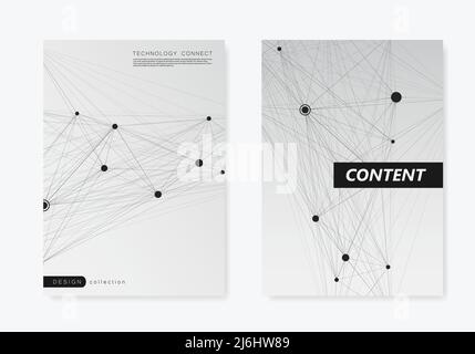 Vector abstract 2 brochures with molecules of black color on white background Stock Vector