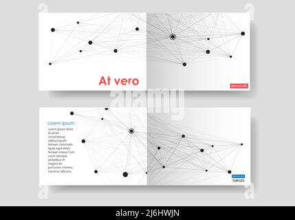 Vector abstract brochures with black molecules on white background Stock Vector