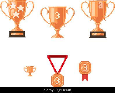 Pixel art bronze cup award trophy icon Stock Vector Image & Art - Alamy