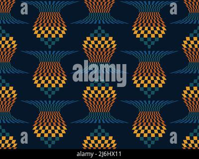 Checkered abstract seamless pattern. Distorted grid of their squares in retro style. Design for banners, wrapping paper and promotional items. Vector Stock Vector