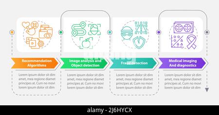 Use of machine learning rectangle infographic template Stock Vector
