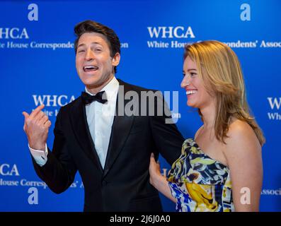 Tony Dokoupil and Katy Tur arrives for the 2022 White House Correspondents Association Annual Dinner at the Washington Hilton Hotel on Saturday, April 30, 2022. This is the first time since 2019 that the WHCA has held its annual dinner due to the COVID-19 pandemic. Credit: Rod Lamkey / CNP Stock Photo