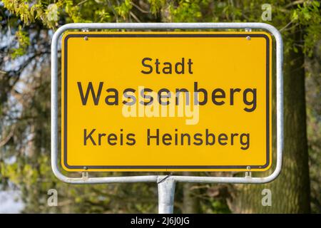 Deutschland, NRW, Kreis Heinsberg, Wassenberg, Ortstafel Stock Photo