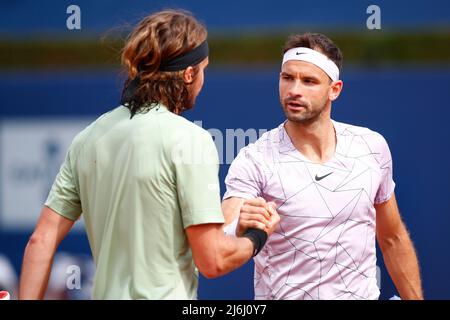 22th Apr 2022; RCT Barceloona, Barcelona, Spain; Barcelona Open Banc Sabadell, ESP: Barcelona Open Banc Sabadell 2022 - Day five; Grigor Dimitrov and Stock Photo