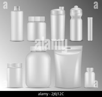 Shaker Tumbler Bottle, Realistic Vector Mockup. White Blank Sport