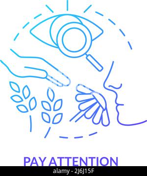 Pay attention blue gradient concept icon Stock Vector