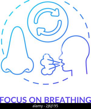 Focus on breathing blue gradient concept icon Stock Vector