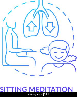 Sitting meditation blue gradient concept icon Stock Vector
