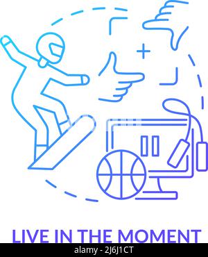 Live in present moment blue gradient concept icon Stock Vector