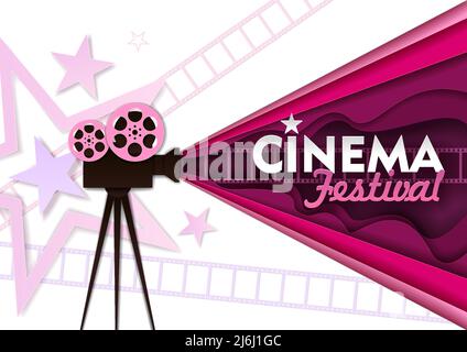 Film festival, cinema and movie poster template, creative retro