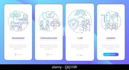 Healthy relationships essentials gradient onboarding mobile app screen Stock Vector