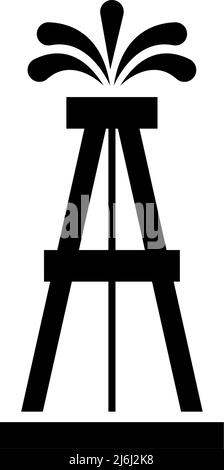 Oil Rig Gusher, Petroleum Derrick Tower. Flat Vector Icon illustration. Simple black symbol on white background. Oil Rig, Petroleum Derrick Tower sign Stock Vector