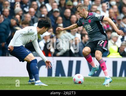 LONDON, England - MAY 01:Leicester City's Timothy Castagne  during Premier League between Tottenham Hotspur and Leicester City at Tottenham Hotspur st Stock Photo