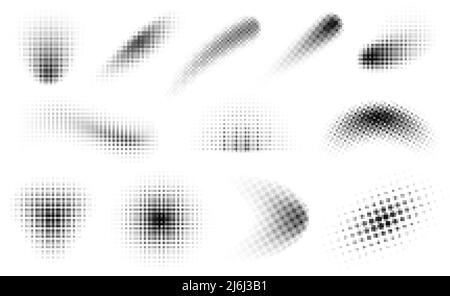 Halftone gradient shapes. Dots comic effect. Vector illustration Stock ...