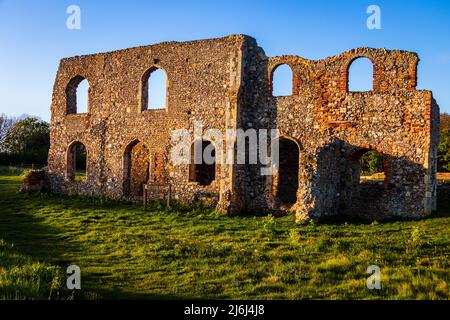 The remains and ruins of Grey Friars friary on the hill at Dunwich beach Suffolk east Anglia England. Stock Photo