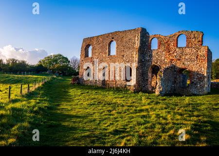 The remains and ruins of Grey Friars friary on the hill at Dunwich beach Suffolk east Anglia England. Stock Photo